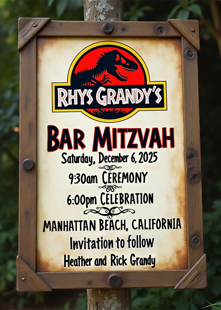 Save The Date - Rhys Grandy's Bar Mitzvah